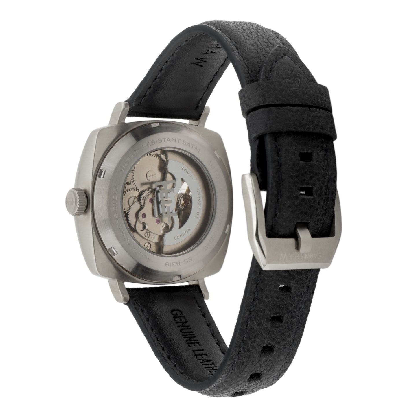 Thomas Earnshaw Men's 40mm Moorgate Automatic Skeletonized Square Leather Strap Watch