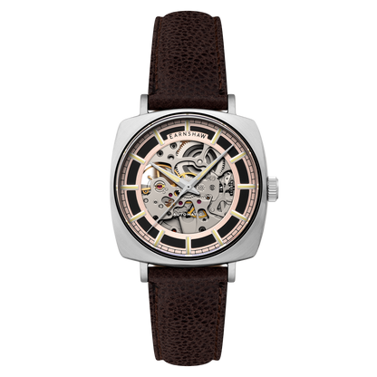 Thomas Earnshaw Men's 40mm Moorgate Automatic Skeletonized Square Leather Strap Watch