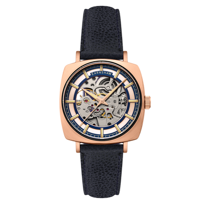 Thomas Earnshaw Men's 40mm Moorgate Automatic Skeletonized Square Leather Strap Watch
