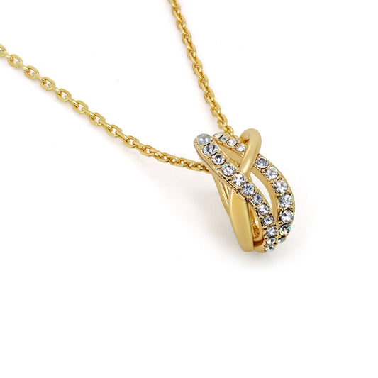 TRYNDI 18K Gold Plated "Eternal Knot" Swarovski Crystal Accented Necklace