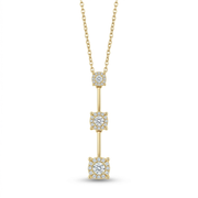 10K Gold 0.25ctw Diamond 3-Tiered Drop Pendant with Chain