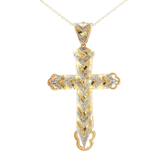 Gold Plated 0.50ctw Diamond Chevron Cross Pendant with Chain