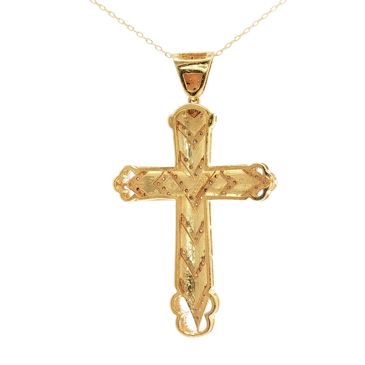 Gold Plated 0.50ctw Diamond Chevron Cross Pendant with Chain