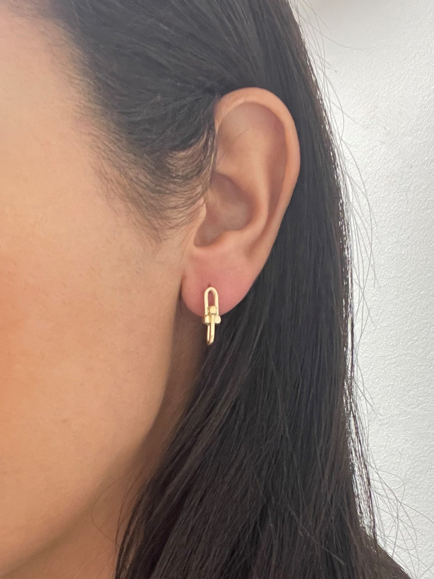 14K Italian Gold Double Link Horse Bit Drop Earrings