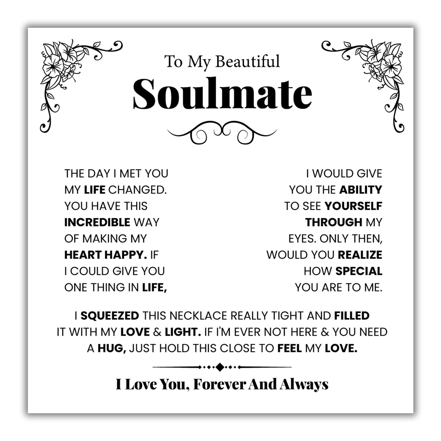 TRYNDI Rhodium Plated "To My Beautiful Soulmate" Swarovski Crystal Birdcage Necklace