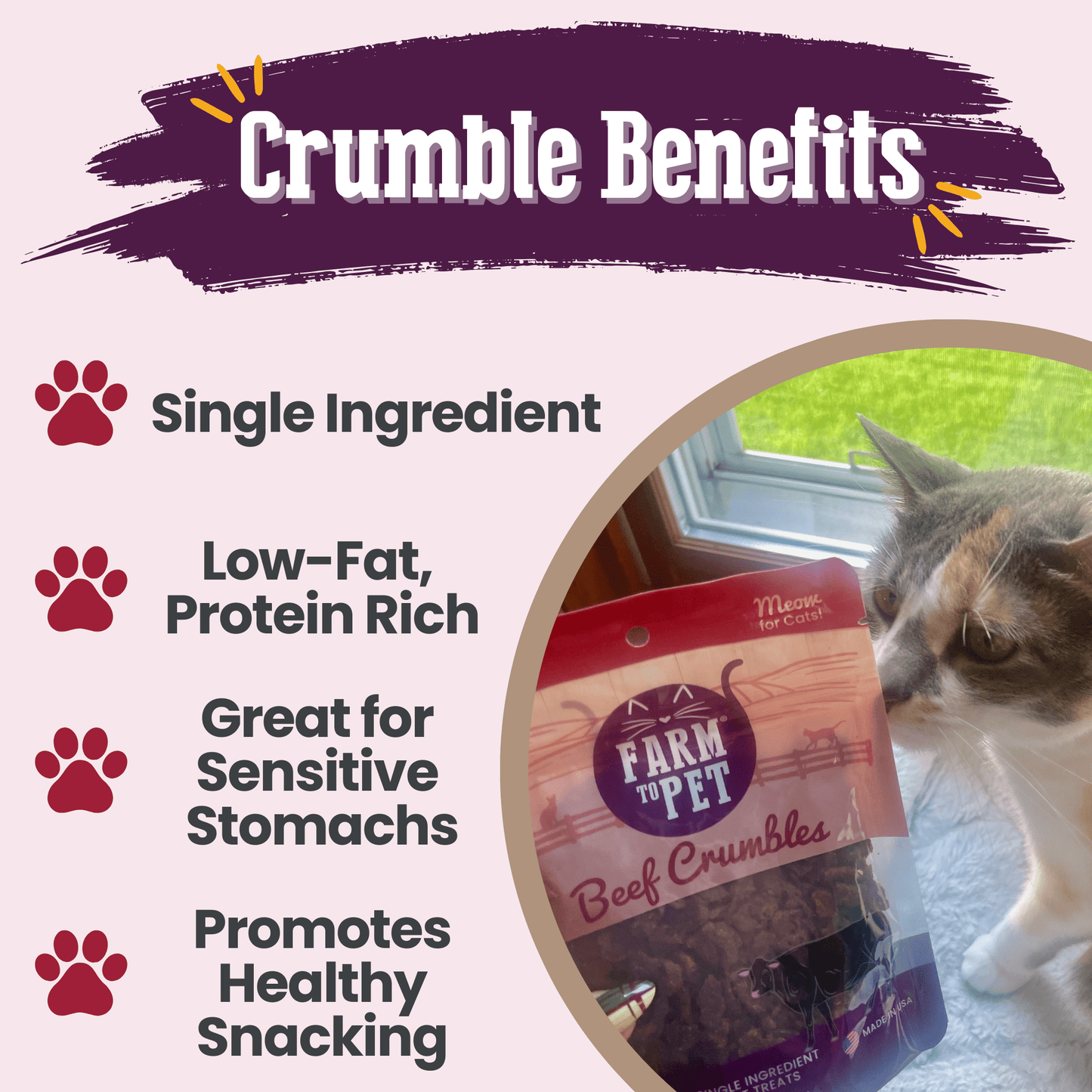 Farm To Pet High Protein Beef Crumbles Cat Treats