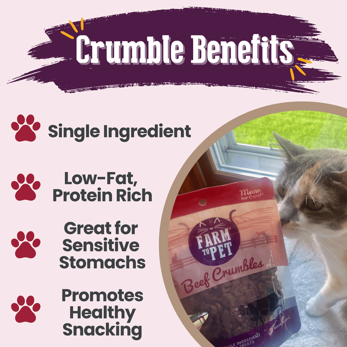 Farm To Pet High Protein Beef Crumbles Cat Treats