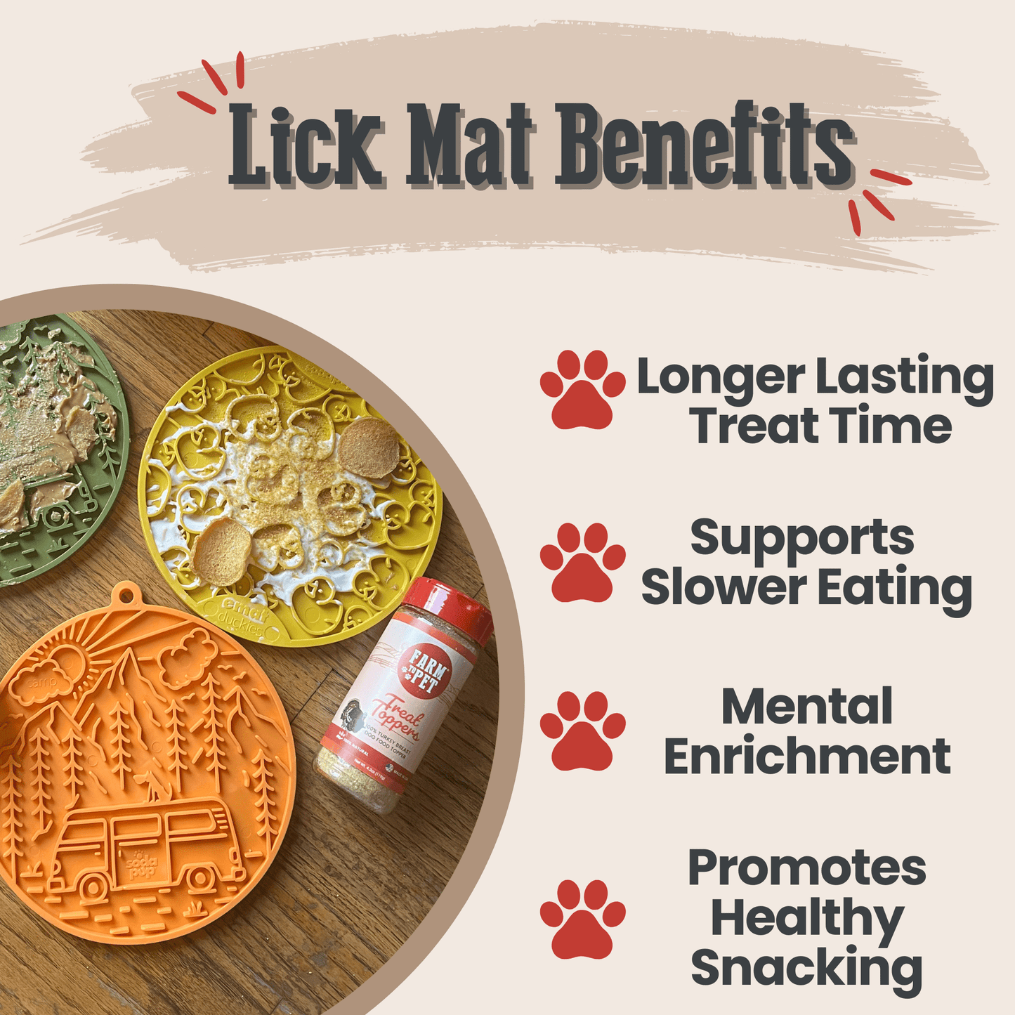 Farm To Pet Choice of Dog Lick Mat with Suction Cups