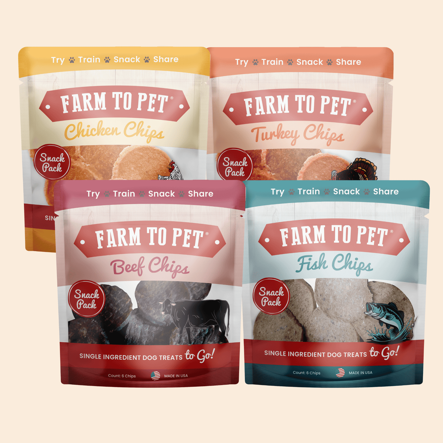 Farm To Pet Single-Ingredient Dog Treats Snack Pack Sampler