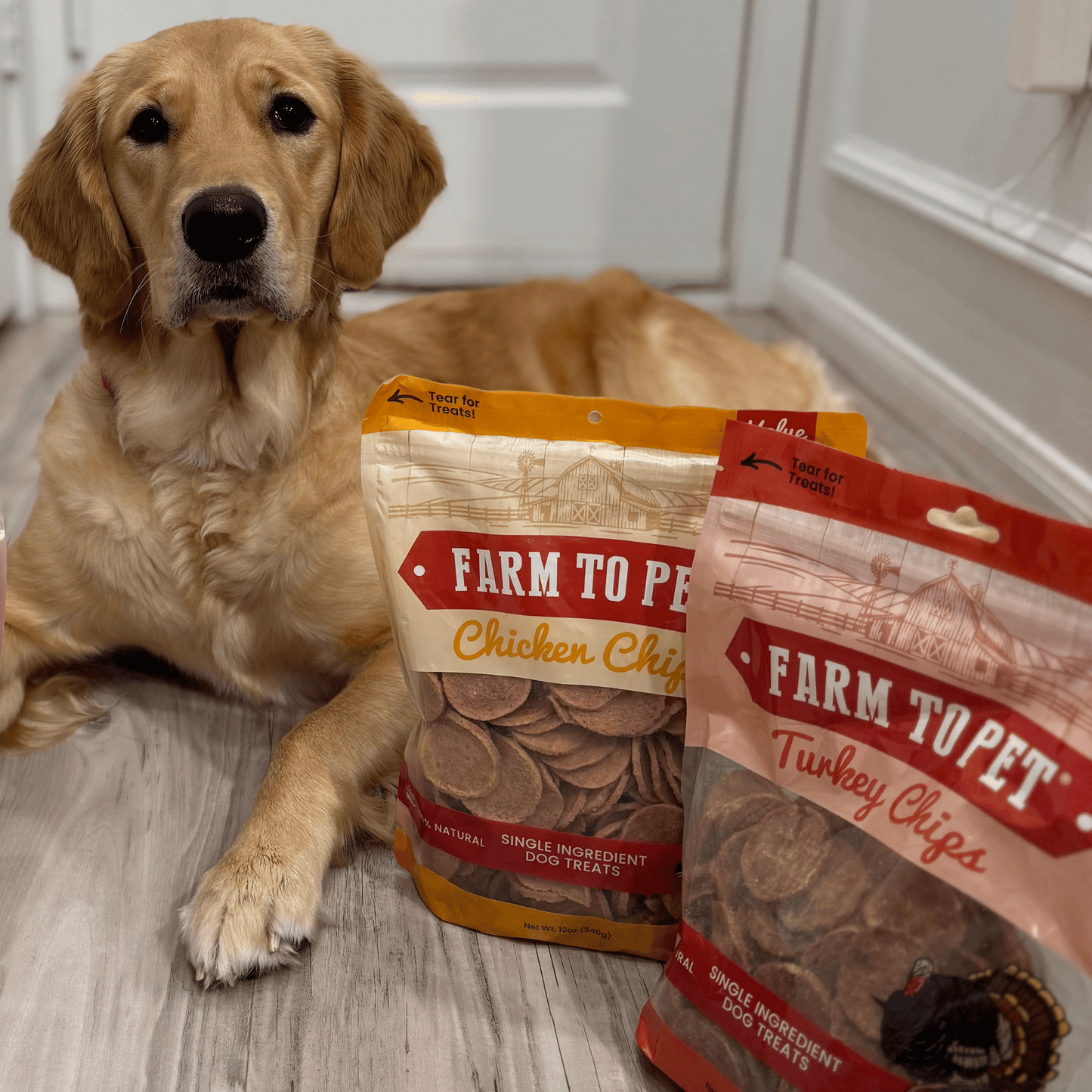 Farm To Pet Single-Ingredient Turkey & Chicken Chip Dog Treat Duo