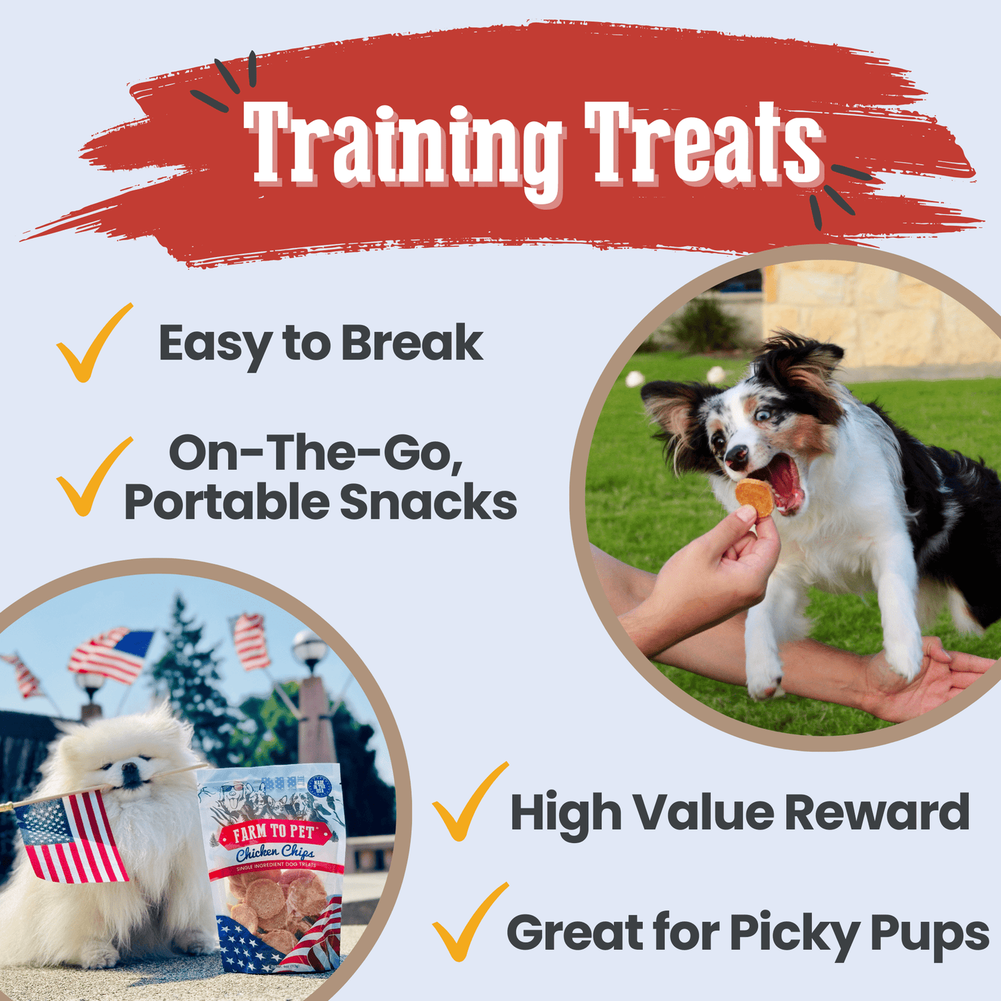 Farm To Pet Single-Ingredient Americana Chicken Chip Dog Treats