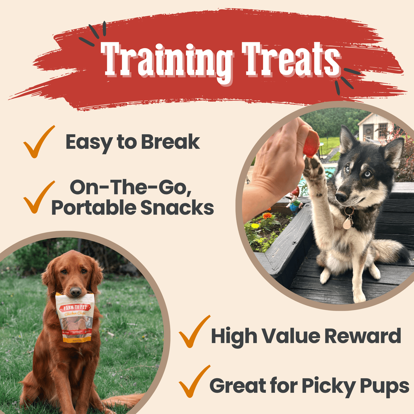 Farm To Pet Single-Ingredient Turkey & Chicken Chip Dog Treat Duo