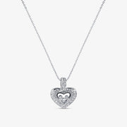 TRYNDI Rhodium Plated "Floating Heart" Swarovski Crystal Necklace