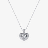 TRYNDI Rhodium Plated "Floating Heart" Swarovski Crystal Necklace