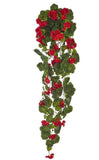 35" Faux Red Hanging Geranium Bush