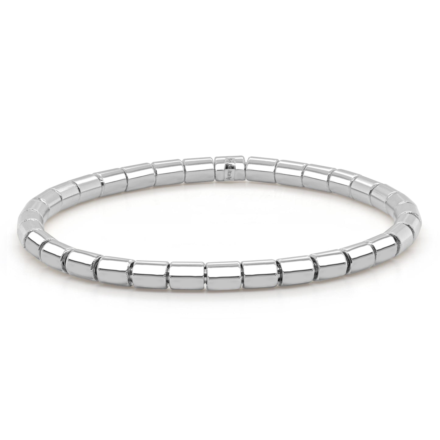 14K Italian Gold Solid 4mm Barrel Bead Stretch Bracelet