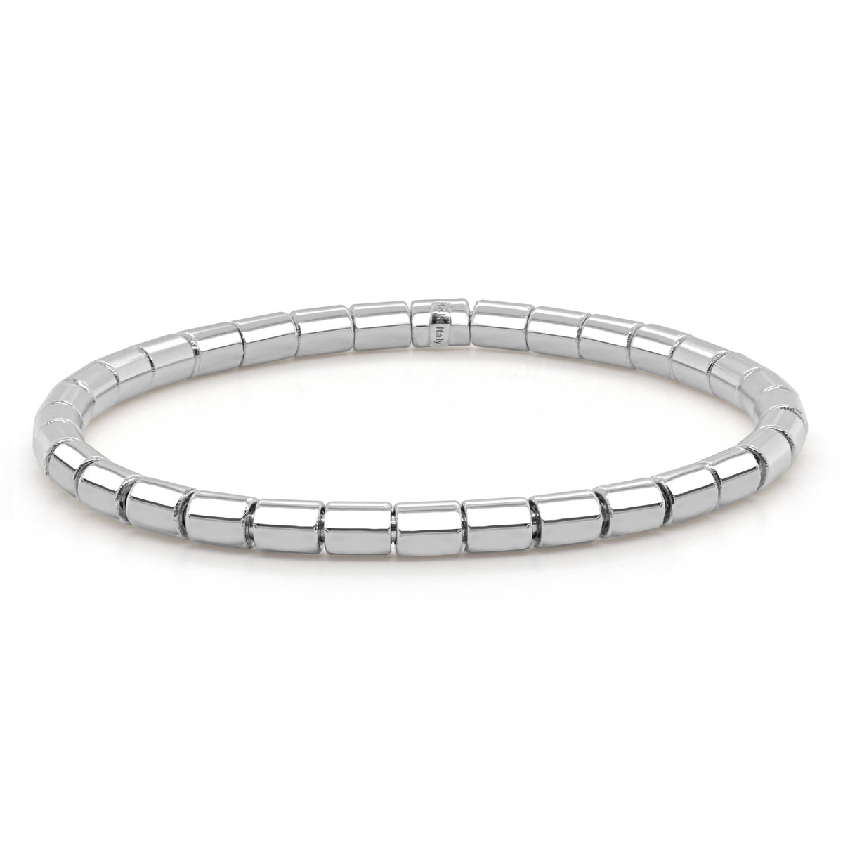 14K Italian Gold Solid 4mm Barrel Bead Stretch Bracelet