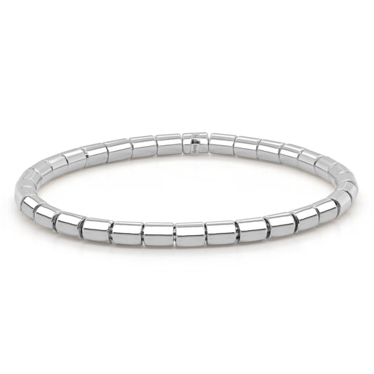 14K Italian Gold Solid 4mm Barrel Bead Stretch Bracelet