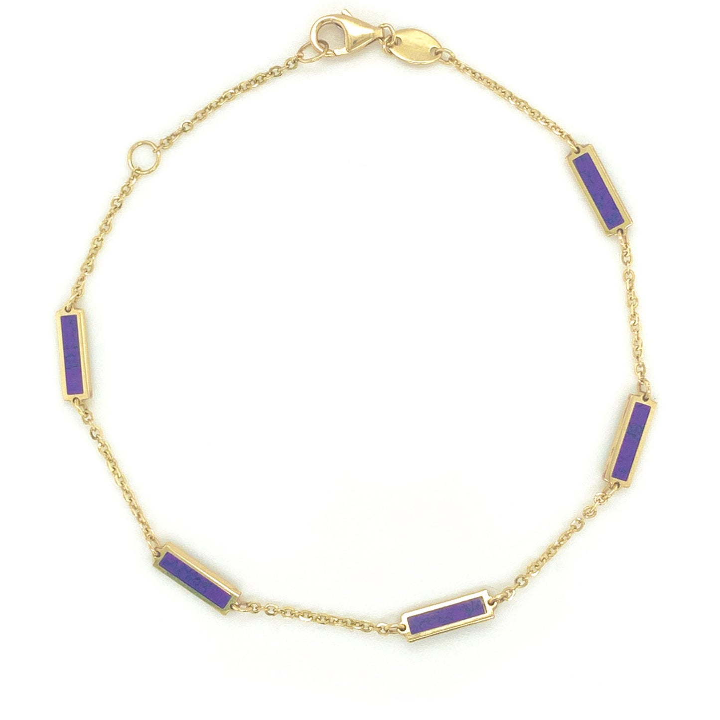 14K Italian Gold Gemstone Bar Station Bracelet