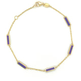 14K Italian Gold Gemstone Bar Station Bracelet