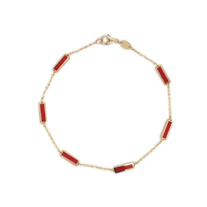 14K Italian Gold Gemstone Bar Station Bracelet