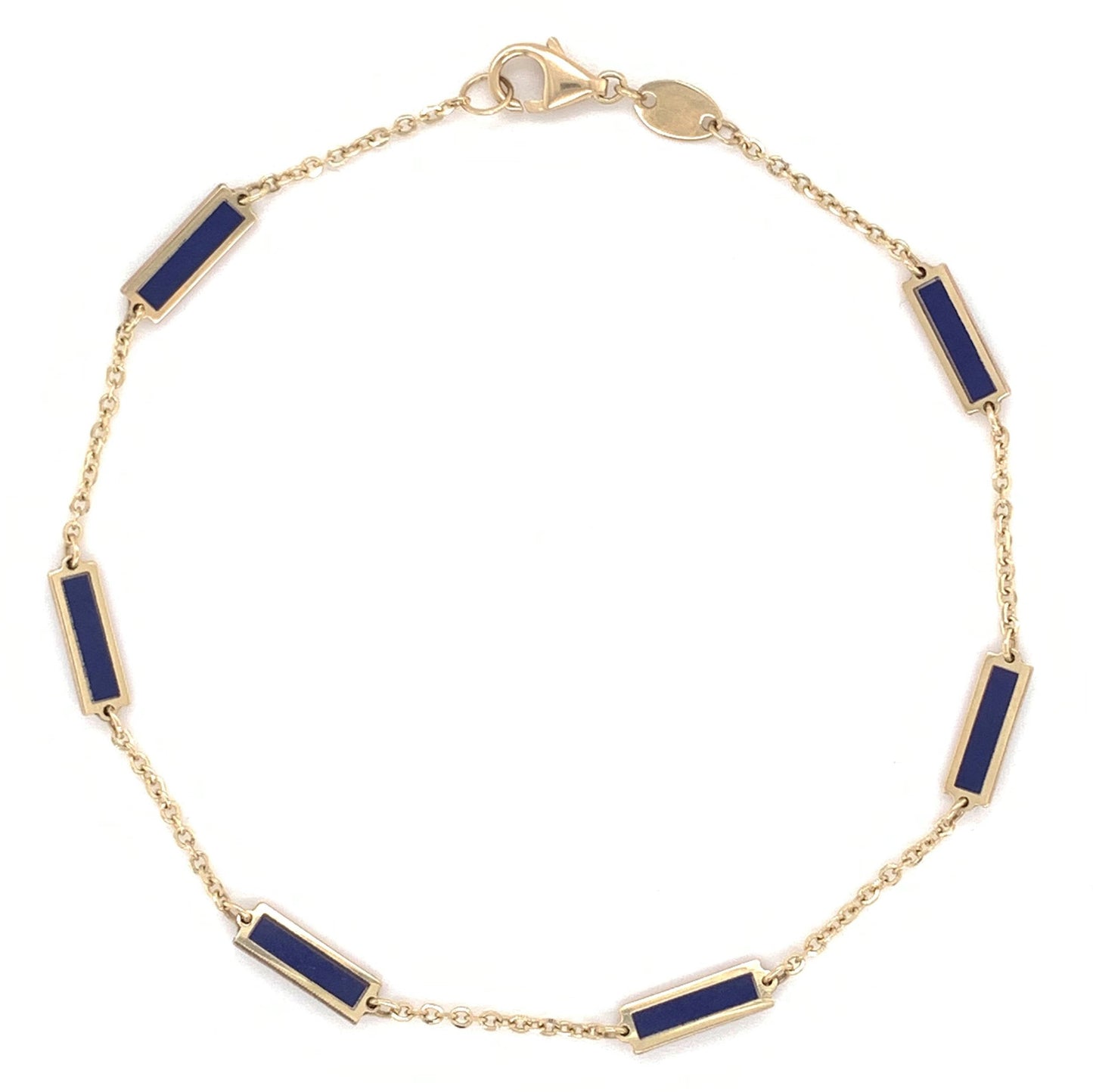 14K Italian Gold Gemstone Bar Station Bracelet