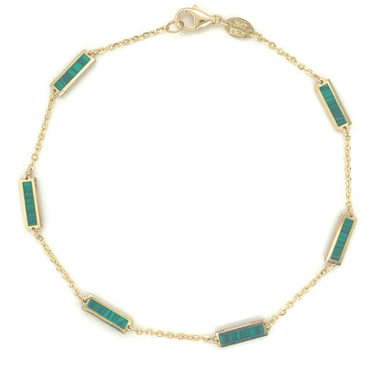 14K Italian Gold Gemstone Bar Station Bracelet