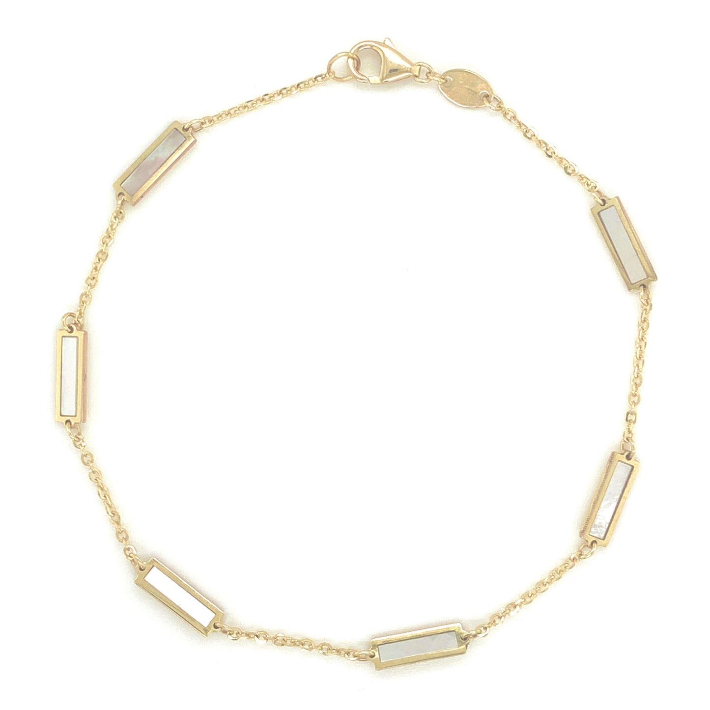 14K Italian Gold Gemstone Bar Station Bracelet