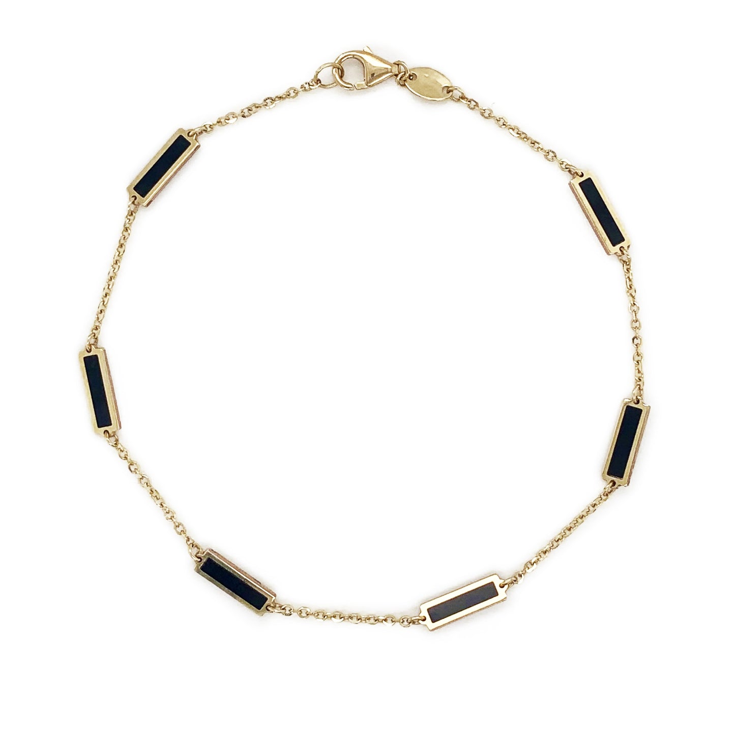 14K Italian Gold Gemstone Bar Station Bracelet