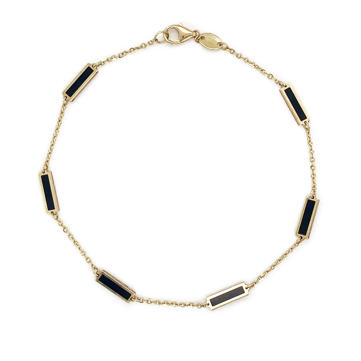 14K Italian Gold Gemstone Bar Station Bracelet
