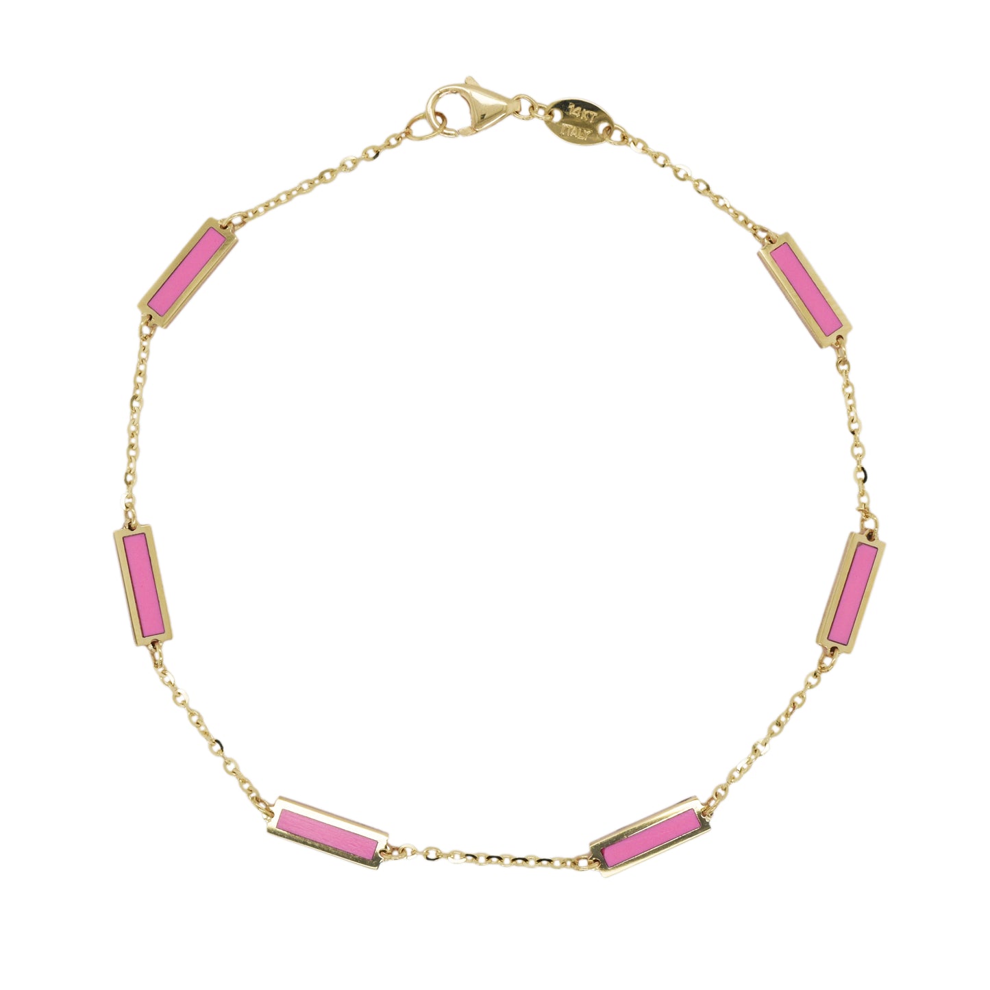 14K Italian Gold Gemstone Bar Station Bracelet