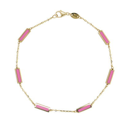 14K Italian Gold Gemstone Bar Station Bracelet