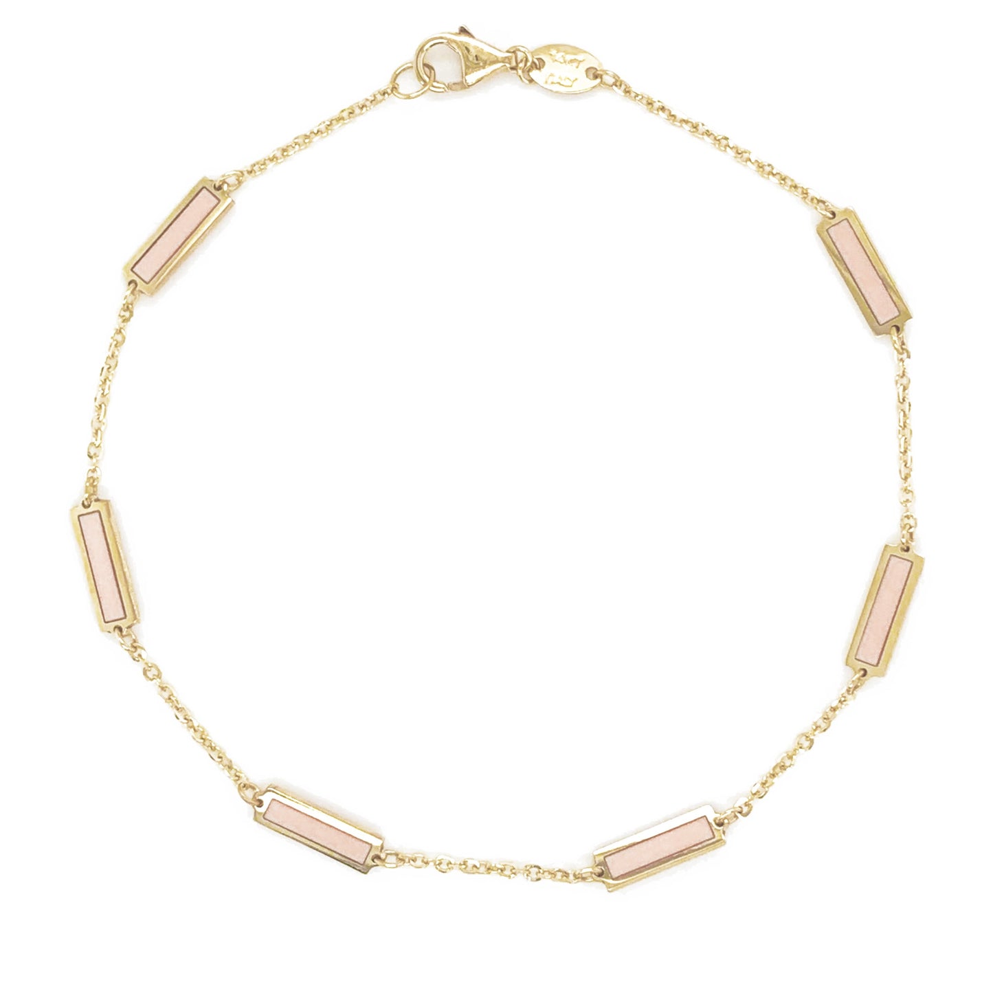 14K Italian Gold Gemstone Bar Station Bracelet