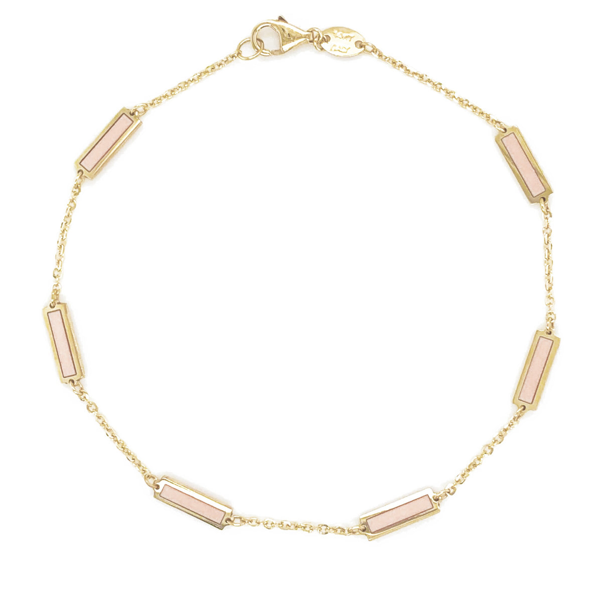 14K Italian Gold Gemstone Bar Station Bracelet