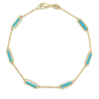 14K Italian Gold Turquoise Bar Station Bracelet