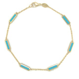 14K Italian Gold Turquoise Bar Station Bracelet
