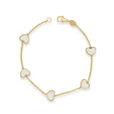 14K Italian Gold Gemstone Heart Station Bracelet