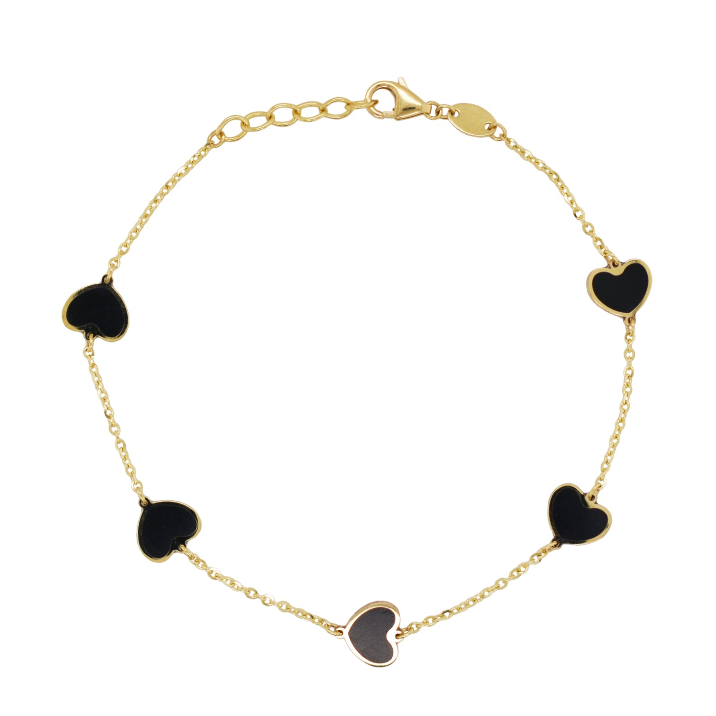 14K Italian Gold Gemstone Heart Station Bracelet