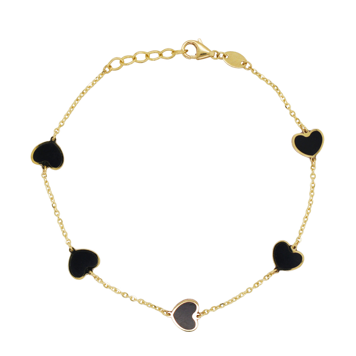14K Italian Gold Gemstone Heart Station Bracelet