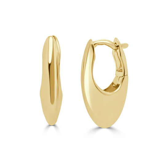 14K Italian Gold Mariner Link Huggie Hoop Earrings