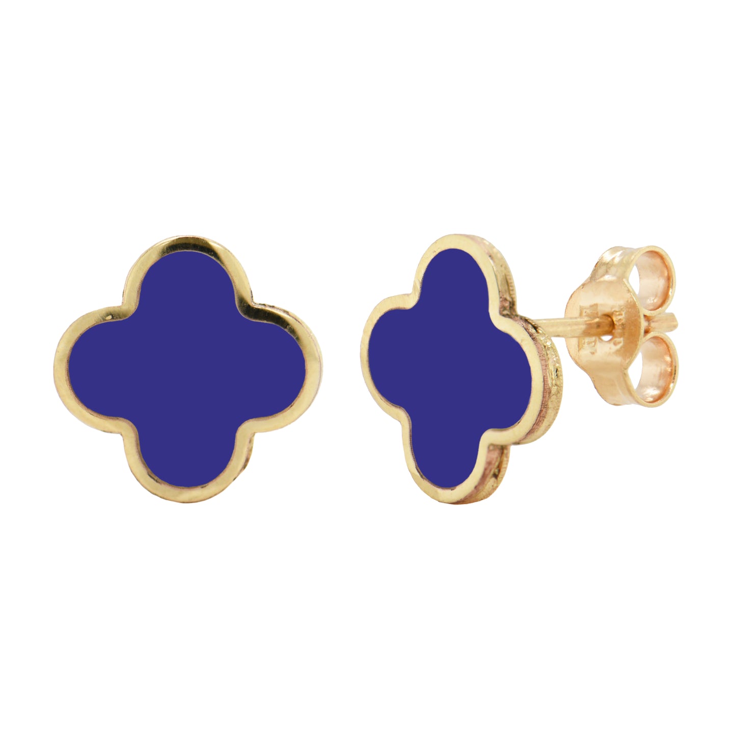 14K Italian Gold Gemstone Clover Stud Earrings