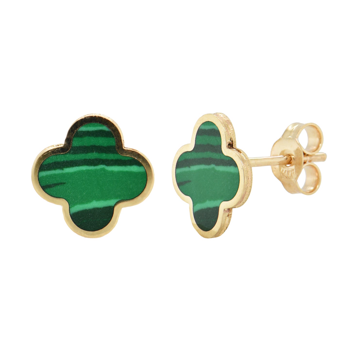 14K Italian Gold Gemstone Clover Stud Earrings