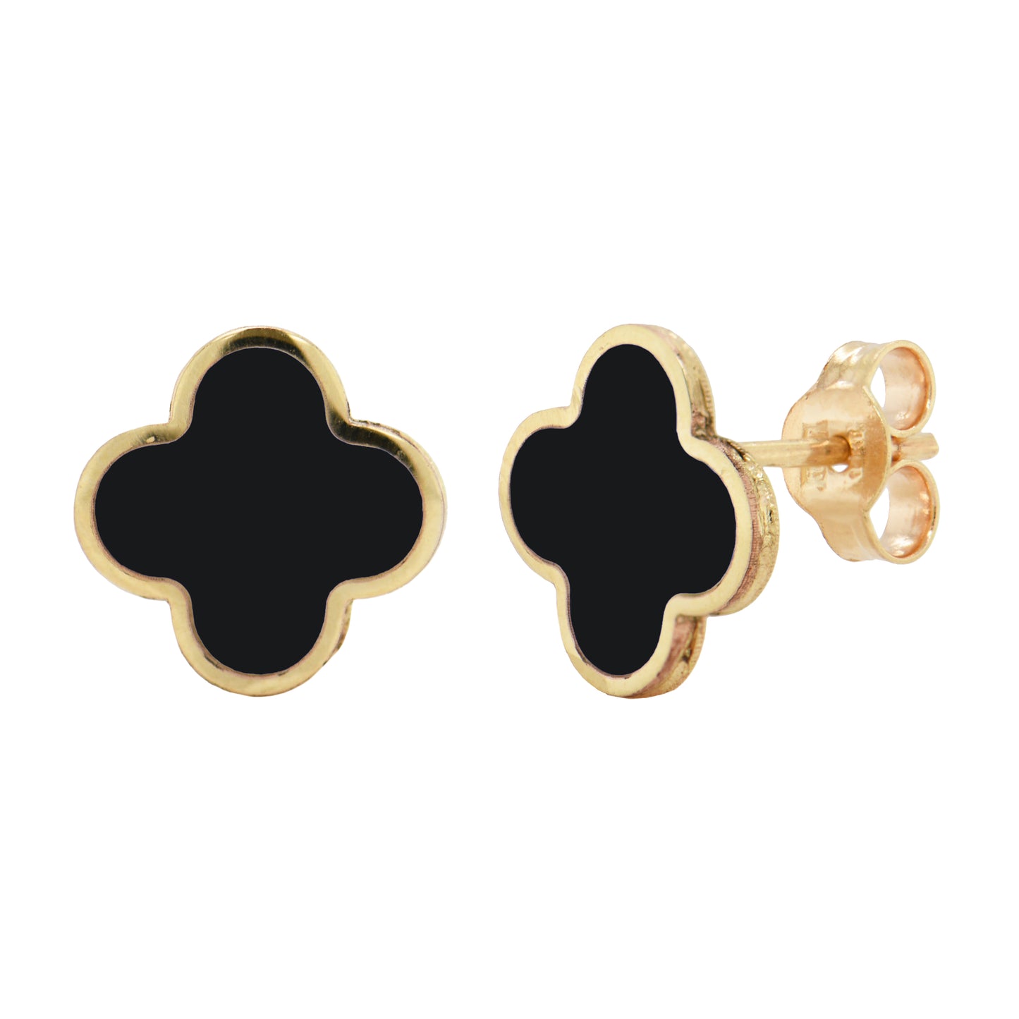 14K Italian Gold Gemstone Clover Stud Earrings