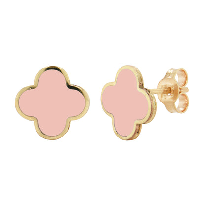 14K Italian Gold Gemstone Clover Stud Earrings