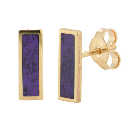 14K Italian Gold Gemstone Bar Stud Earrings
