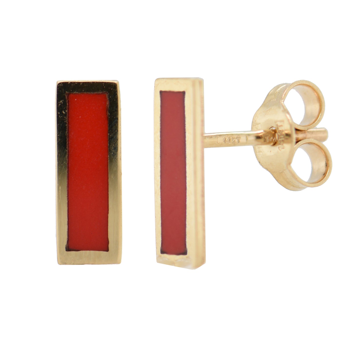 14K Italian Gold Gemstone Bar Stud Earrings