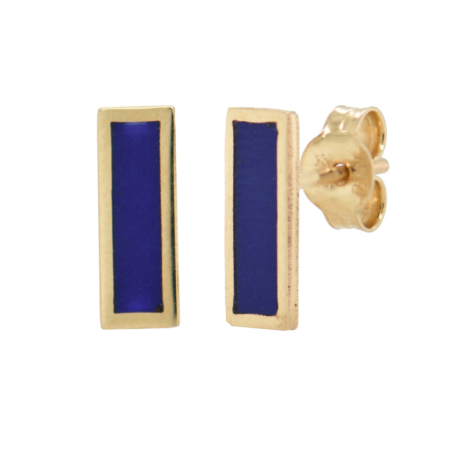 14K Italian Gold Gemstone Bar Stud Earrings