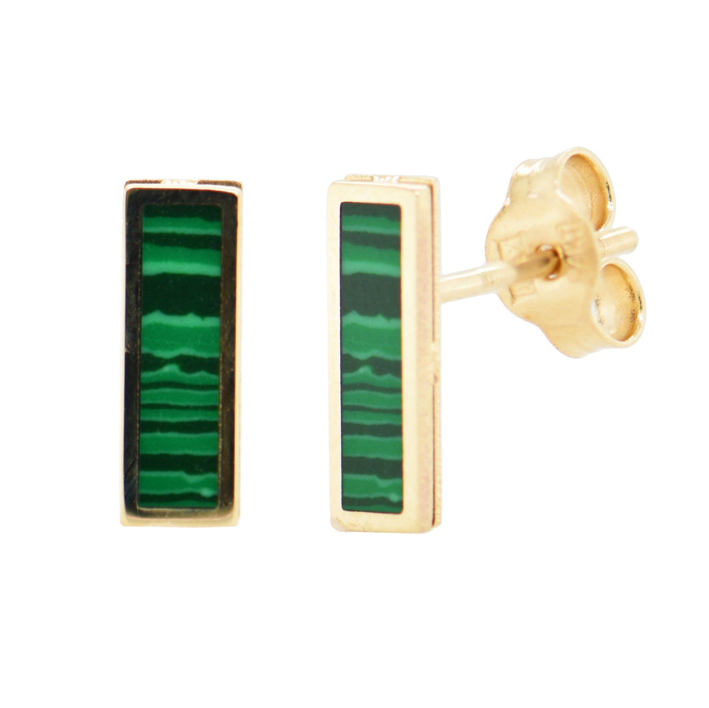 14K Italian Gold Gemstone Bar Stud Earrings