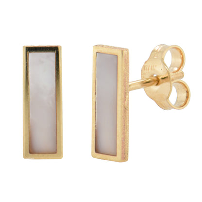 14K Italian Gold Gemstone Bar Stud Earrings