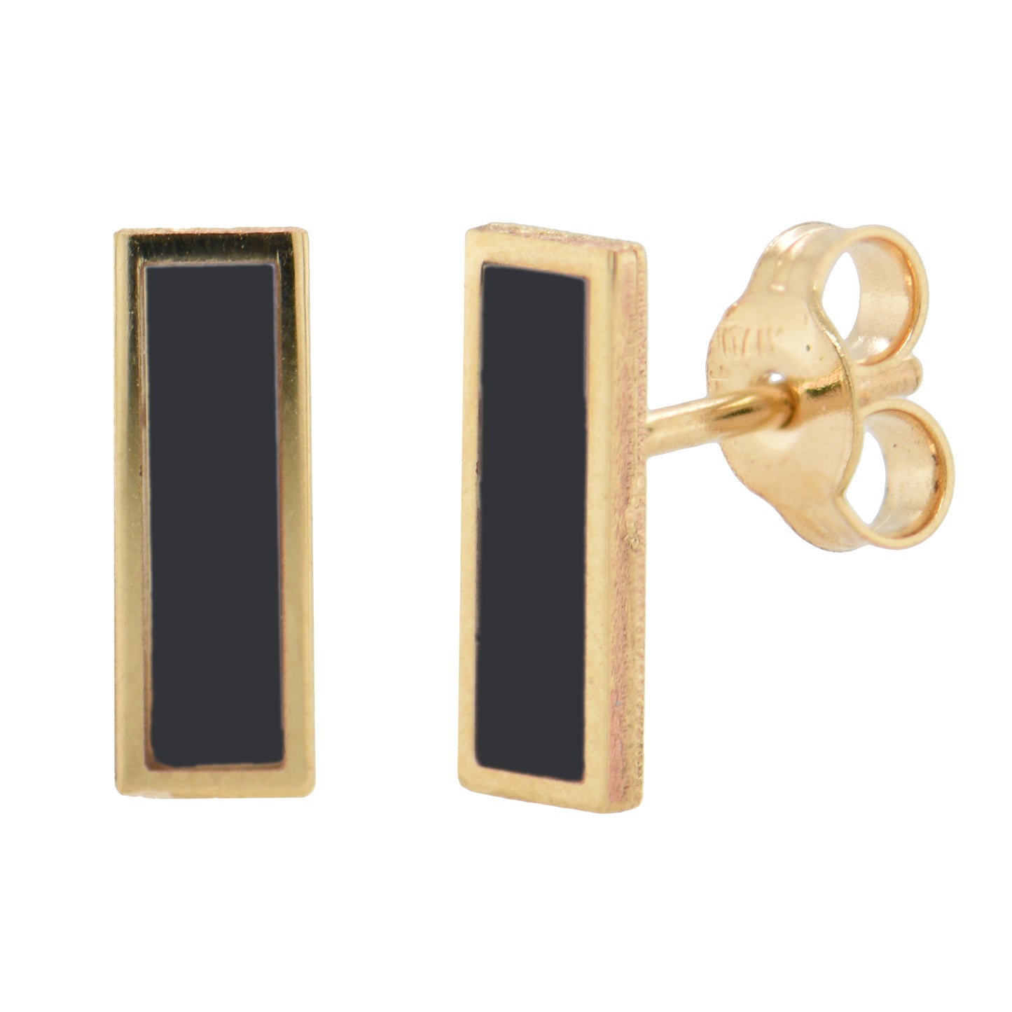 14K Italian Gold Gemstone Bar Stud Earrings